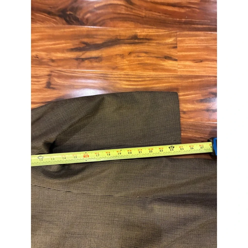 Ralph Ralph Lauren Silk Wool Houndstooth Blazer Mens 44R Olive Brown Vintage Y2K